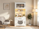 Hidden Cat Litter Box Enclosure with RGB LED Light & Power Outlet Station, MultiPurpose Cat House 95900103