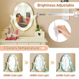 Kids Vanity Set with Mirror and Lights and Stool, 5 Storage Drawers, Pretend Play Princess Makeup 87697289