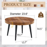 Natural Wood Grain Texture Round Coffee Table - Diameter 23.6 Inches.Exquisite Suction Molding W2920P226078