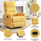Manual Recliner Chair with Rocker and Swivel in Fabric for Living Room, Yellow W3224P289295