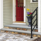 Handrails for Outdoor Steps, Wrought Iron Handrail Fits 1 or 3 Steps, Transitional Handrail with 87420248