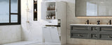 Bathroom Storage Cabinet with Two Laundry Baskets, Storage Cabinet with Doors and Drawer for Home, N759P243350K