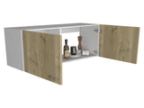 Wall cabinet 19"H, two Doors, two internal Shelves, White / Light Oak B097133159