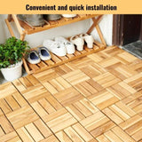 30 PCS Interlocking Deck Tiles Checker Pattern, 12" x 12" Square Yellow Acacia Hardwood Outdoor W2391P288867