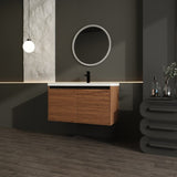 LEVISTAR Brown 36 Inch Bathroom Vanity with resin Countertop Sink, 2 Doors Bathroom Cabinet Set W1972P165047