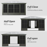 12x14FT Outdoor Sunroom, Galvanized Steel Hardtop Enclose Gazebo Sloping Roof, All Weather Aluminum W1859P300399