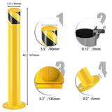 ZNTS Safety Bollard Post, 42 Inch Height Steel Bollards, 3.5 Inch Diameter Parking Bollard, Yellow Powder 52765983