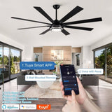 ZNTS 72" Integrated LED Matte Black Large Smart Ceiling Fan with Remote Control W1367139019