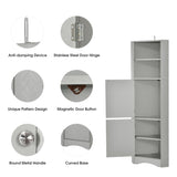 Tall Bathroom Corner Cabinet, Freestanding Storage Cabinet with Doors and Adjustable Shelves, MDF WF293800AAG