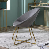 Slatina Gray Silky Velvet Upholstered Accent Chair with Gold Tone Finished Base T2574P164521