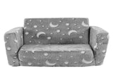 Glow-in-the-Dark Kids Foldable Sofa Bed All-Sponge Single Chaise Lounge Light Grey Star & Moon 72512975