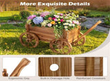 Vintage Wood Flower Pot Stand Wagon Cart with Drainage Hole 44LBS Capacity for Indoor Outdoo 35797898