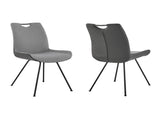 Coronado Contemporary Dining Chair in Gray Powder Coated Finish and Pewter Fabric - Set of 2 B2736P354269