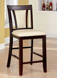 ZNTS Contemporary Set of 2 Counter Height Chairs Dark Cherry And Ivory Solid wood Chair Padded B01182193