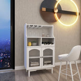 Living room White wine cabinet with removable wine rack and wine glass rack, a glass door cabinet W28265029