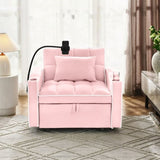 Convertible Sleeper Chair Sofa Adjustable Pull Out Sleeper Chair Multi-Pockets Folding Sofa W2353P268319