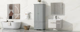 Tall Storage Cabinet with Two Drawers for Bathroom/Office, Grey WF299284AAE