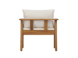 Outdoor Dining Chairs Set of 2, Acacia Wood Patio Armchair with Natural Wickers and Cream Washable N762P403831T