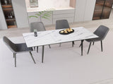 47"-63" extendable MDF modern table and chair set, suitable for 2-6 people, elegant white 22987108