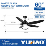 ZNTS 60 In Intergrated LED Ceiling Fan Lighting with Black ABS Blade W136755953