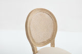 French Country Dining Chairs Set of 2, Upholstered Chairs with Nature Rattan Round Back, Wire W3426P324257