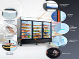Glass Door Merchandiser Freezer 70 Cu.ft Swing Door Commercial Reach-In Display Freezers with LED W2095P435832