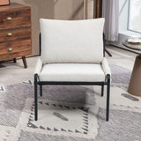 Modern Accent Lounge Chair with Braided Upholstery and Metal Frame, Comfortable Armchair for Living W2215P252349