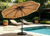 10ft Double Tier Hawaiian Tiki Patio Umbrella with Push Button 30&deg Tilt & Crank Lift, 8 Metal 46939032
