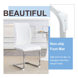 Luxury Simple Arch Chair - Set of 2 White PU Material High Resilience Dining Chair with Arched Metal W1151P154869