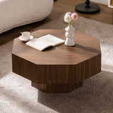 30.51 inch Coffee table Wooden Octagonal-Shaped for Living Room Walnut Suitable for Bedroom, Living W3081P315308