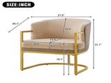 Modern Accent Chair Cozy Armchair Upholstered Reading Chair with Gold Metal Frame Living Room, N763P360688D