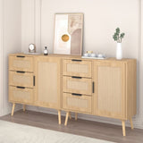 Modern Rattan Wood Dresser Wood Storage Cabinet Sideboard for Bedroom, Living Room, Entryway, W808P212693