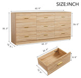 Modern Natural 9-Drawer Dresser for Bedroom - Ample Storage Wide Chest of Drawers, Sturdy & Safe 32004892