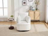 White Swivel Accent Chair,Round Swivel Barrel Chair,Armchair Upholstered Living Room Chair Corduroy W2120P293677