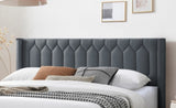 ZNTS Modern Eye-Catching 1pc Queen Size Bed Charcoal Burlap Fabric Unique Diamond Design Headboard B011P238958