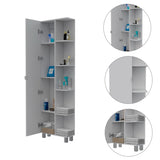 Urano Corner Linen Cabinet, Five External Shelves, Single Door, Four Interior Shelves -White B07091991