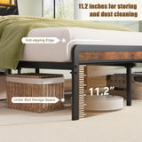 Queen size Platform Bed Frame with 105-Degree Tilted Upholstered Headboard, Charging Station, LED W1903P195268