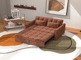 Corduroy Double Sleeper Sofa With Pull-Out Bed, 2 Pillows & Side Storage Pocket 16204161