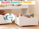 3-Tier Kids Bookshelf Toy Storage Organizer with 2 Rolling Drawers, Rounded Corner Anti-Tipping 99701522