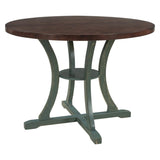 5-Piece Round Dining Table and 4 Fabric Chairs with Special-shaped Table Legs and Storage Shelf 15508700