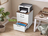 Rustic White Farmhouse 3-Drawer File Cabinet with Wheels Vertical Rolling Storage for Letter/A4, 09525698
