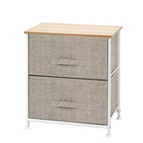 ZNTS 2 Drawers -Night Stand, End Table Storage Tower - Sturdy Steel Frame, Wood Top, Easy Pull Fabric 82371584