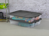 (2 pack) 40 Quart Medium Stackable Storage Bin, Clear Plastic Underbed Storage Container with Latch 37753299
