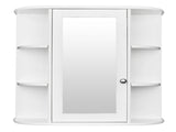 3-tier Single Door Mirror Indoor Bathroom Wall Mounted Cabinet Shelf White 48311781