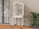 62" Rolling Metal Birdcage with Rolling Stand Castor Wheels, Large Parrot Cage with 3 Perches 38582389