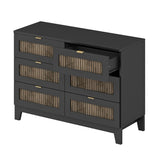 Rustic Farmhouse Style Wooden Dresser with 6 Drawers, Storage Cabinet for Bedroom with Metal WF530908AAB