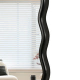 Solid Wood Wavy Rectangle Mirror-Black 40" x 28" Modern Mirror Wall Decor for Bathroom, Bedroom, W1445P189614