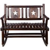 Outdoor Wood Rocking Bench Carbonized Double Rocking Chair for 2 Persons with Wide Curved Seat, W465P221182