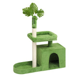 36in Cat Tree with Leaves, Multi-level Cat Tower with Cat Scratching Post, Cozy Cat Condo, Padded 31989502