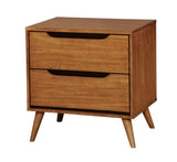 Mid-Century Modern Oak Color 1pc Nightstand Bedroom Furniture Solid wood Round Tapered Legs B011P236773